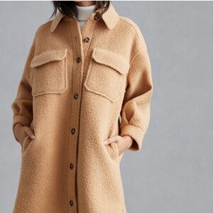 Anthropologie If By Sea Shoreline Sherpa Shirt Jacket. Beige. XL